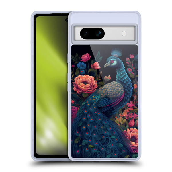 JK Stewart Graphics Peacock In Night Garden Soft Gel Case for Google Pixel 7a