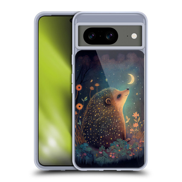 JK Stewart Graphics Hedgehog Looking Up At Stars Soft Gel Case for Google Pixel 8