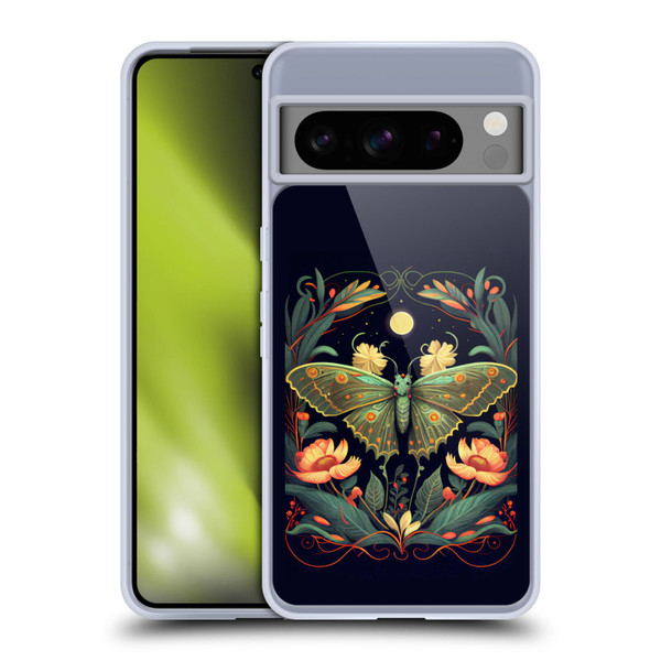 JK Stewart Graphics Lunar Moth Night Garden Soft Gel Case for Google Pixel 8 Pro