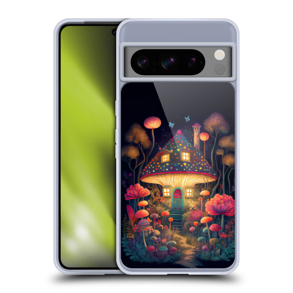 JK Stewart Graphics Mushroom Cottage Night Garden Soft Gel Case for Google Pixel 8 Pro