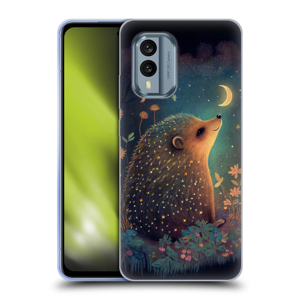 JK Stewart Graphics Hedgehog Looking Up At Stars Soft Gel Case for Nokia X30