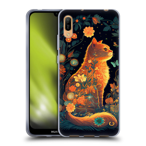 JK Stewart Key Art Orange Cat Sitting Soft Gel Case for Huawei Y6 Pro (2019)