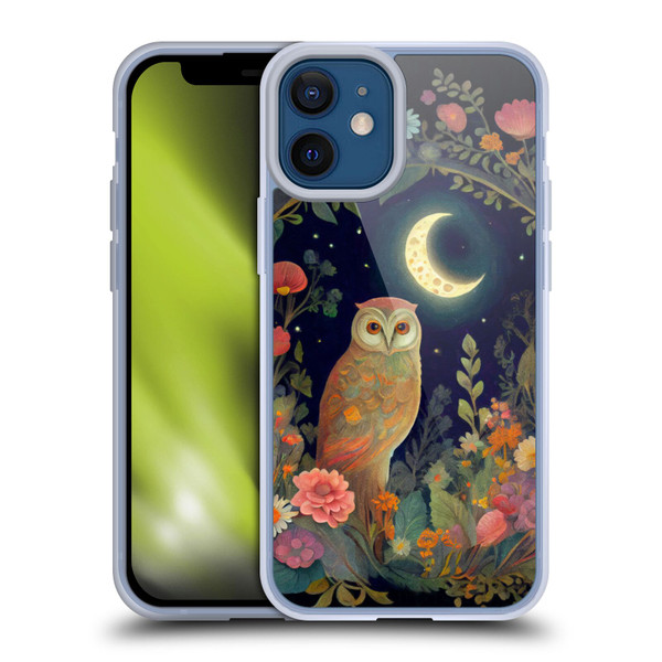 JK Stewart Key Art Owl Crescent Moon Night Garden Soft Gel Case for Apple iPhone 12 Mini