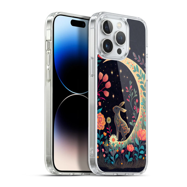 JK Stewart Key Art Rabbit On Crescent Moon Soft Gel Case for Apple iPhone 13 Pro Max & MagSafe