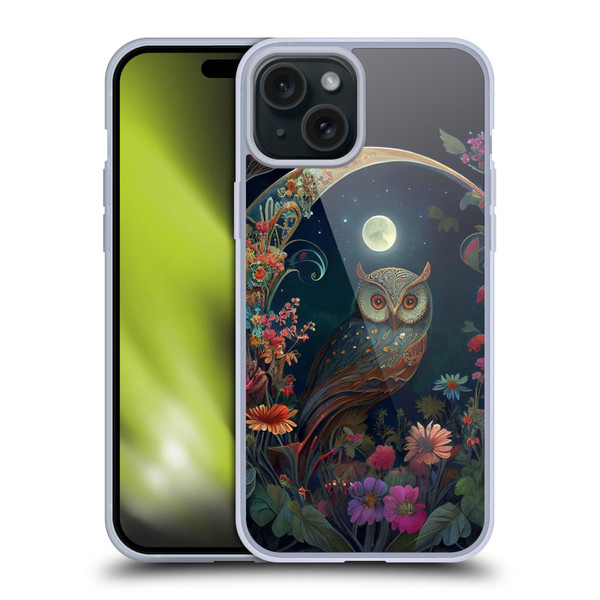 JK Stewart Key Art Owl Soft Gel Case for Apple iPhone 15 Plus