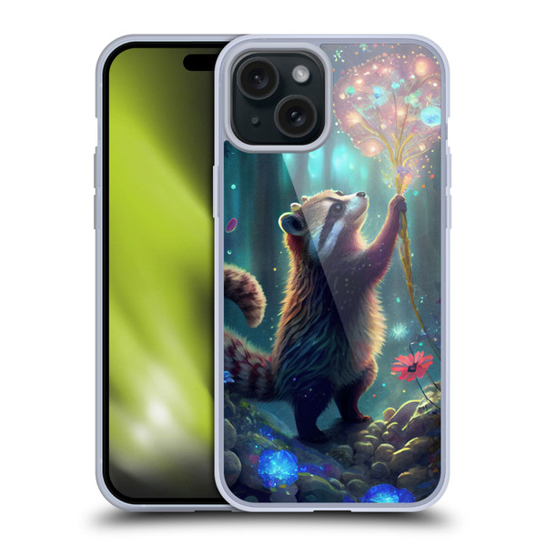 JK Stewart Key Art Raccoon Soft Gel Case for Apple iPhone 15 Plus