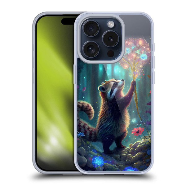 JK Stewart Key Art Raccoon Soft Gel Case for Apple iPhone 15 Pro
