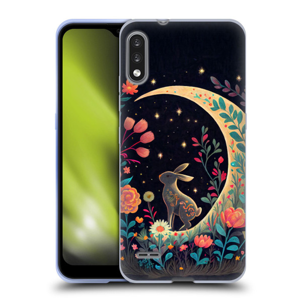 JK Stewart Key Art Rabbit On Crescent Moon Soft Gel Case for LG K22