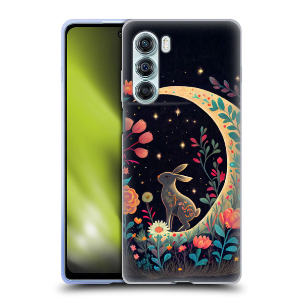 JK Stewart Key Art Rabbit On Crescent Moon Soft Gel Case for Motorola Edge S30 / Moto G200 5G