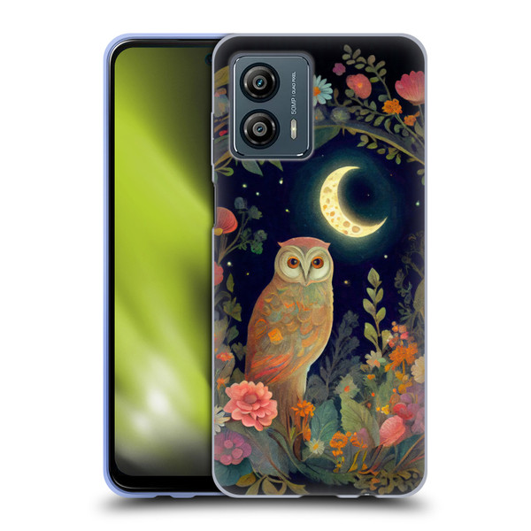 JK Stewart Key Art Owl Crescent Moon Night Garden Soft Gel Case for Motorola Moto G53 5G