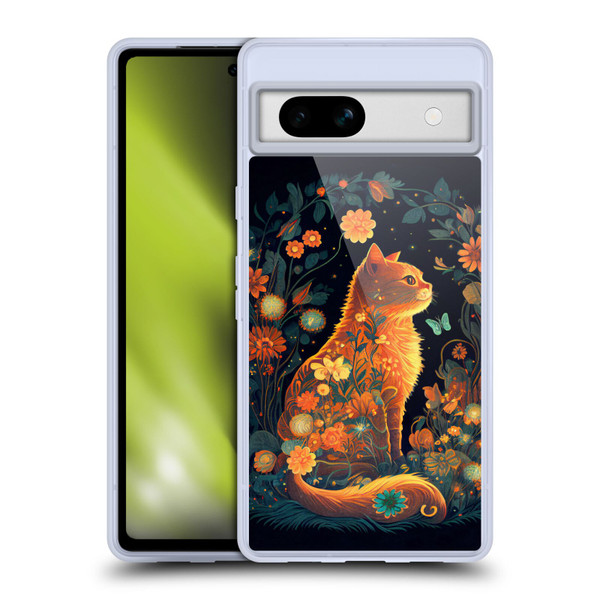 JK Stewart Key Art Orange Cat Sitting Soft Gel Case for Google Pixel 7a