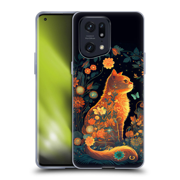 JK Stewart Key Art Orange Cat Sitting Soft Gel Case for OPPO Find X5 Pro