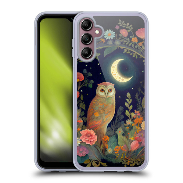 JK Stewart Key Art Owl Crescent Moon Night Garden Soft Gel Case for Samsung Galaxy A14 5G