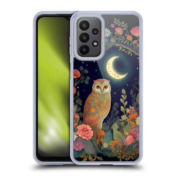 JK Stewart Key Art Owl Crescent Moon Night Garden Soft Gel Case for Samsung Galaxy A23 / 5G (2022)