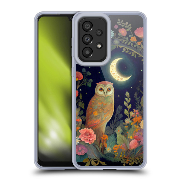 JK Stewart Key Art Owl Crescent Moon Night Garden Soft Gel Case for Samsung Galaxy A33 5G (2022)