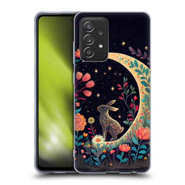 JK Stewart Key Art Rabbit On Crescent Moon Soft Gel Case for Samsung Galaxy A52 / A52s / 5G (2021)