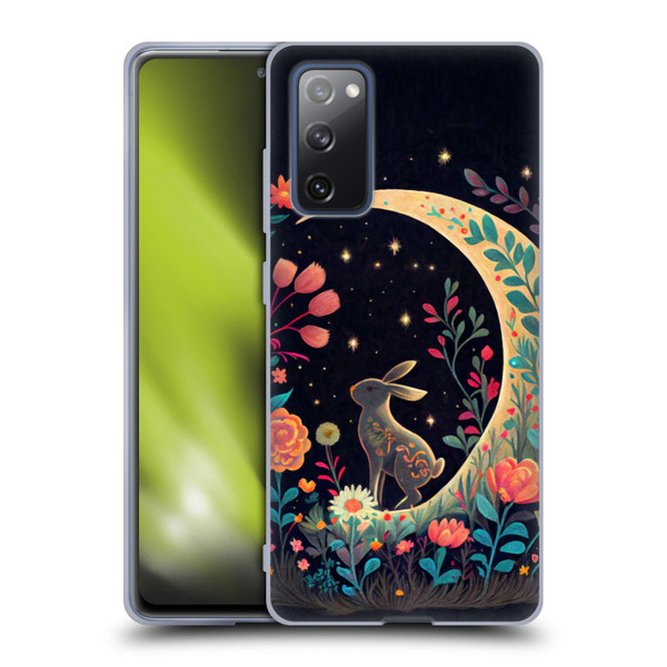 JK Stewart Key Art Rabbit On Crescent Moon Soft Gel Case for Samsung Galaxy S20 FE / 5G