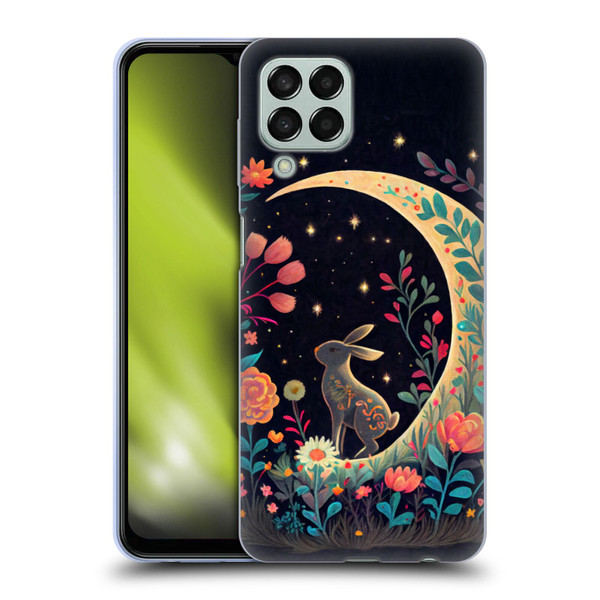 JK Stewart Key Art Rabbit On Crescent Moon Soft Gel Case for Samsung Galaxy M33 (2022)