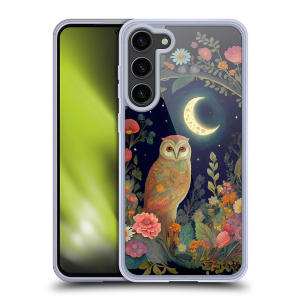 JK Stewart Key Art Owl Crescent Moon Night Garden Soft Gel Case for Samsung Galaxy S23+ 5G