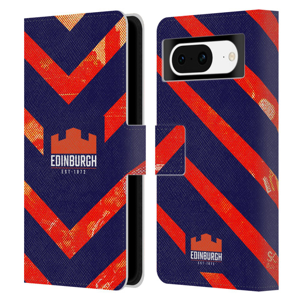 Edinburgh Rugby Graphic Art Orange Pattern Leather Book Wallet Case Cover For Google Pixel 8