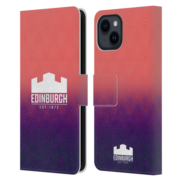 Edinburgh Rugby Graphic Art Training Leather Book Wallet Case Cover For Apple iPhone 15