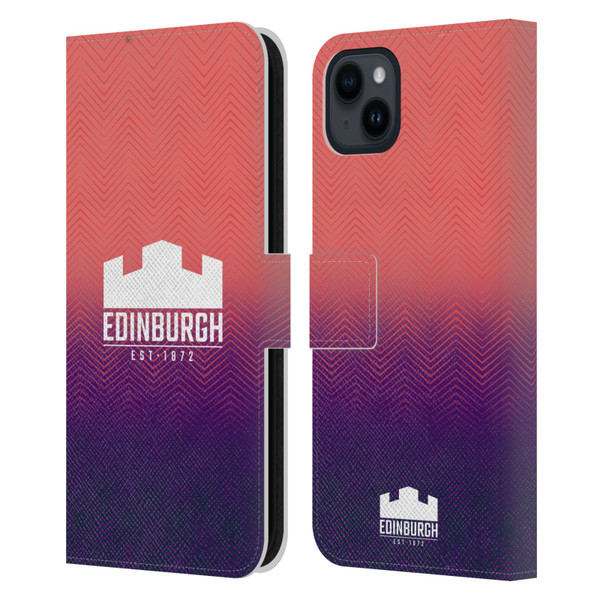 Edinburgh Rugby Graphic Art Training Leather Book Wallet Case Cover For Apple iPhone 15 Plus