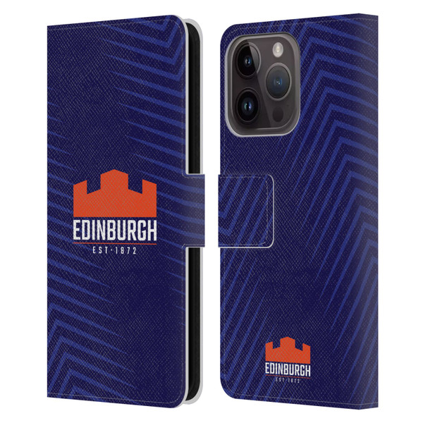 Edinburgh Rugby Graphic Art Blue Logo Leather Book Wallet Case Cover For Apple iPhone 15 Pro