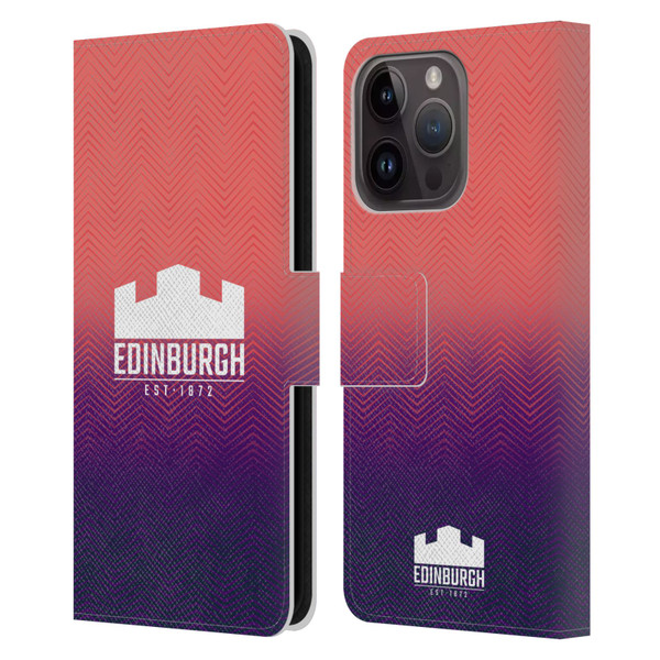 Edinburgh Rugby Graphic Art Training Leather Book Wallet Case Cover For Apple iPhone 15 Pro