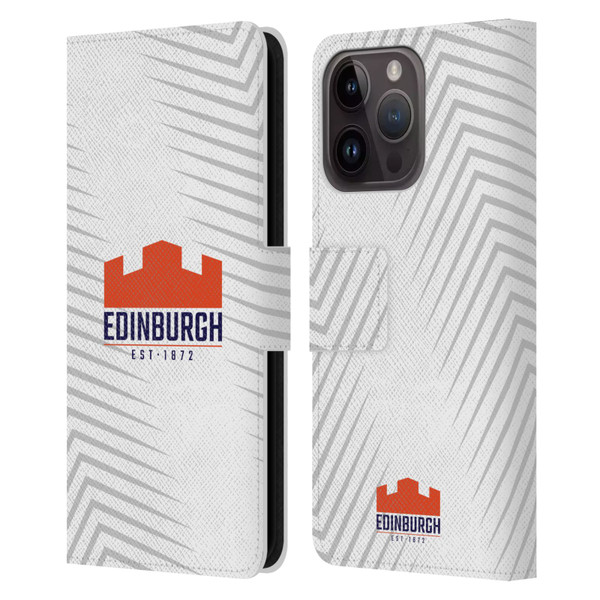 Edinburgh Rugby Graphic Art White Logo Leather Book Wallet Case Cover For Apple iPhone 15 Pro