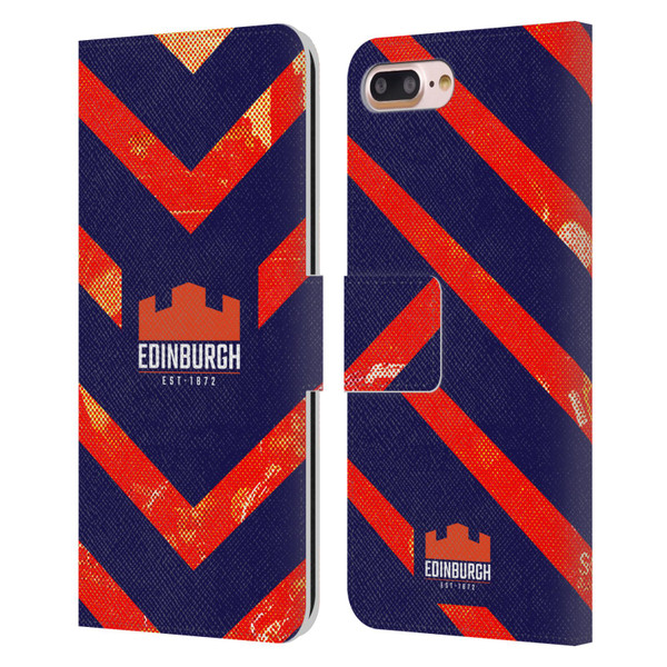 Edinburgh Rugby Graphic Art Orange Pattern Leather Book Wallet Case Cover For Apple iPhone 7 Plus / iPhone 8 Plus