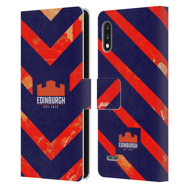 Edinburgh Rugby Graphic Art Orange Pattern Leather Book Wallet Case Cover For LG K22