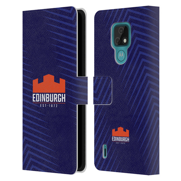 Edinburgh Rugby Graphic Art Blue Logo Leather Book Wallet Case Cover For Motorola Moto E7