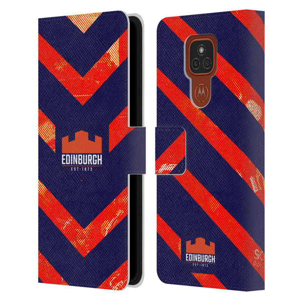 Edinburgh Rugby Graphic Art Orange Pattern Leather Book Wallet Case Cover For Motorola Moto E7 Plus