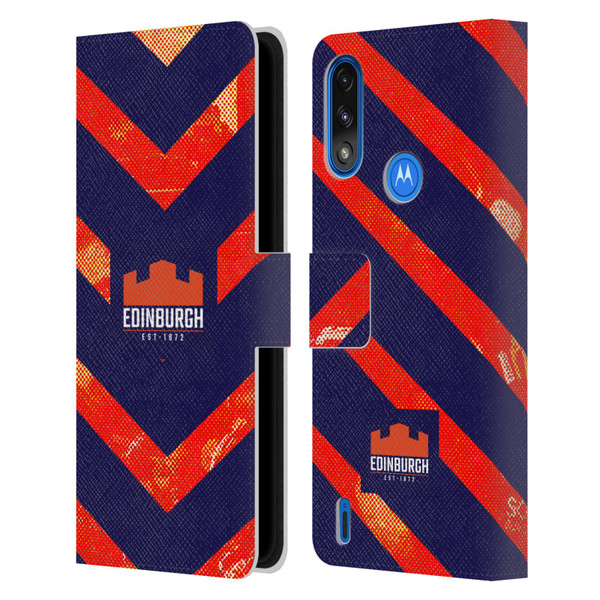 Edinburgh Rugby Graphic Art Orange Pattern Leather Book Wallet Case Cover For Motorola Moto E7 Power / Moto E7i Power