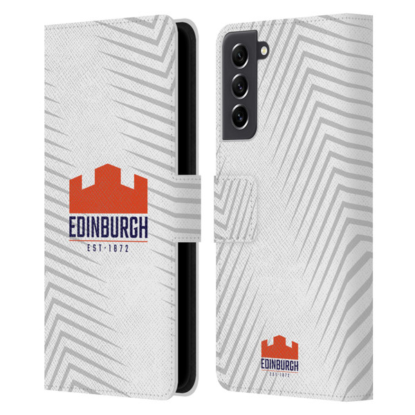 Edinburgh Rugby Graphic Art White Logo Leather Book Wallet Case Cover For Samsung Galaxy S21 FE 5G