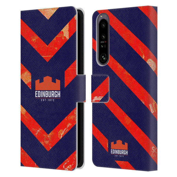 Edinburgh Rugby Graphic Art Orange Pattern Leather Book Wallet Case Cover For Sony Xperia 1 IV