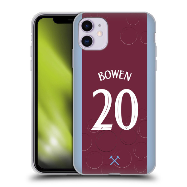 West Ham United FC 2023/24 Players Home Kit Jarrod Bowen Soft Gel Case for Apple iPhone 11