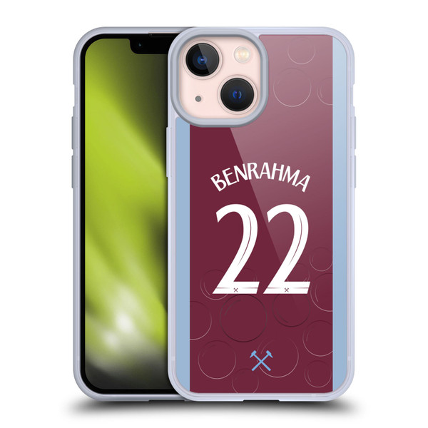 West Ham United FC 2023/24 Players Home Kit Saïd Benrahma Soft Gel Case for Apple iPhone 13 Mini