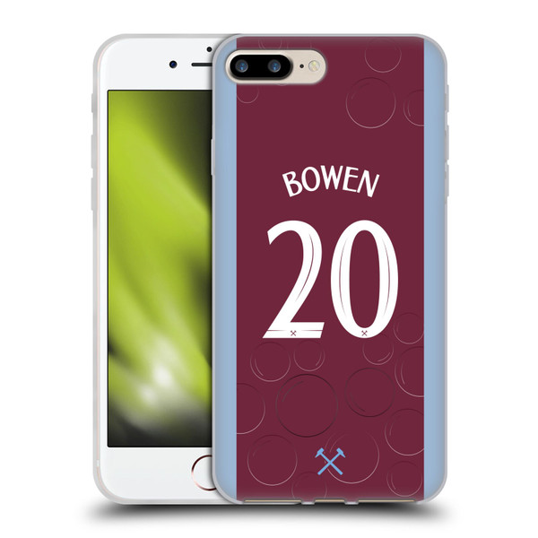 West Ham United FC 2023/24 Players Home Kit Jarrod Bowen Soft Gel Case for Apple iPhone 7 Plus / iPhone 8 Plus
