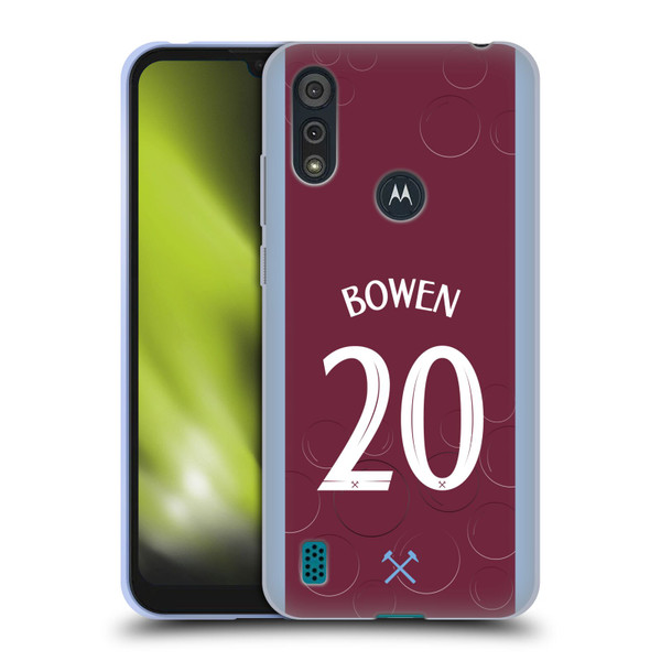 West Ham United FC 2023/24 Players Home Kit Jarrod Bowen Soft Gel Case for Motorola Moto E6s (2020)