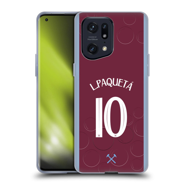 West Ham United FC 2023/24 Players Home Kit Lucas Paquetá Soft Gel Case for OPPO Find X5 Pro
