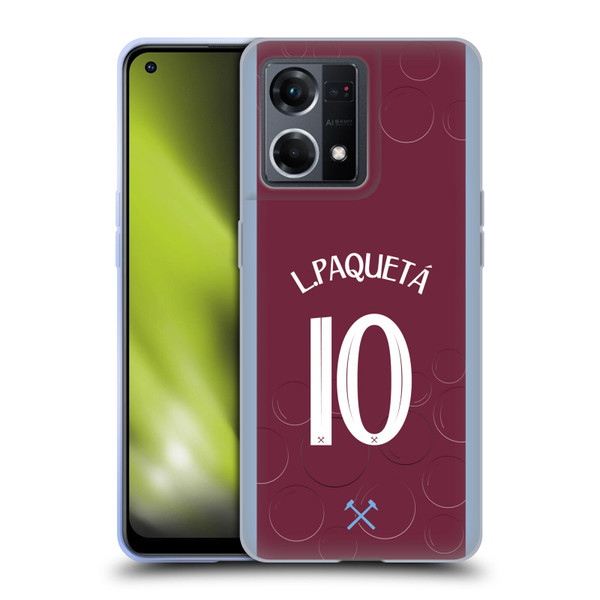 West Ham United FC 2023/24 Players Home Kit Lucas Paquetá Soft Gel Case for OPPO Reno8 4G