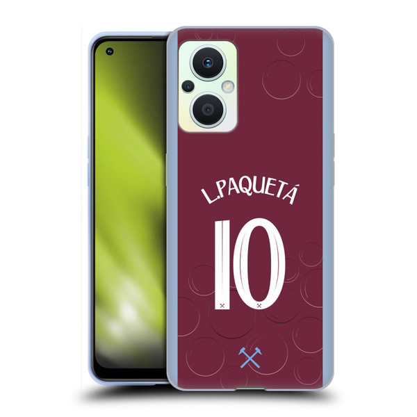 West Ham United FC 2023/24 Players Home Kit Lucas Paquetá Soft Gel Case for OPPO Reno8 Lite