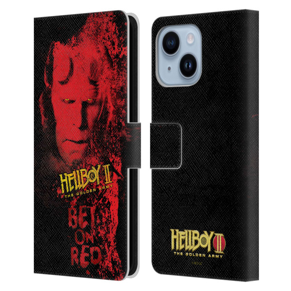 Hellboy II Graphics Bet On Red Leather Book Wallet Case Cover For Apple iPhone 14 Plus