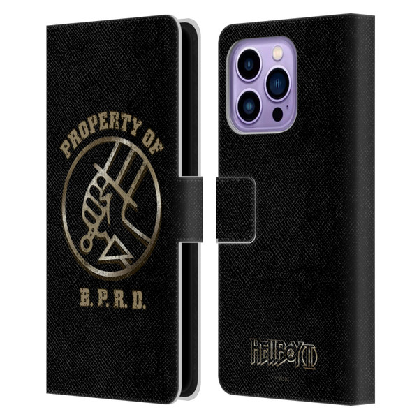 Hellboy II Graphics Property of BPRD Leather Book Wallet Case Cover For Apple iPhone 14 Pro Max