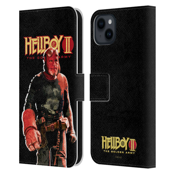 Hellboy II Graphics The Samaritan Leather Book Wallet Case Cover For Apple iPhone 15 Plus