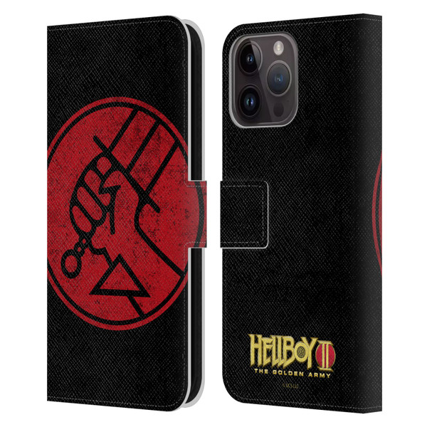 Hellboy II Graphics BPRD Distressed Leather Book Wallet Case Cover For Apple iPhone 15 Pro Max