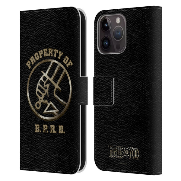 Hellboy II Graphics Property of BPRD Leather Book Wallet Case Cover For Apple iPhone 15 Pro Max