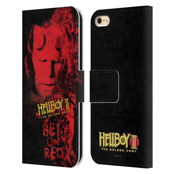 Hellboy II Graphics Bet On Red Leather Book Wallet Case Cover For Apple iPhone 6 / iPhone 6s