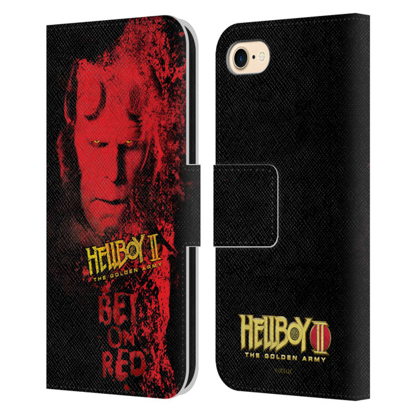 Hellboy II Graphics Bet On Red Leather Book Wallet Case Cover For Apple iPhone 7 / 8 / SE 2020 & 2022
